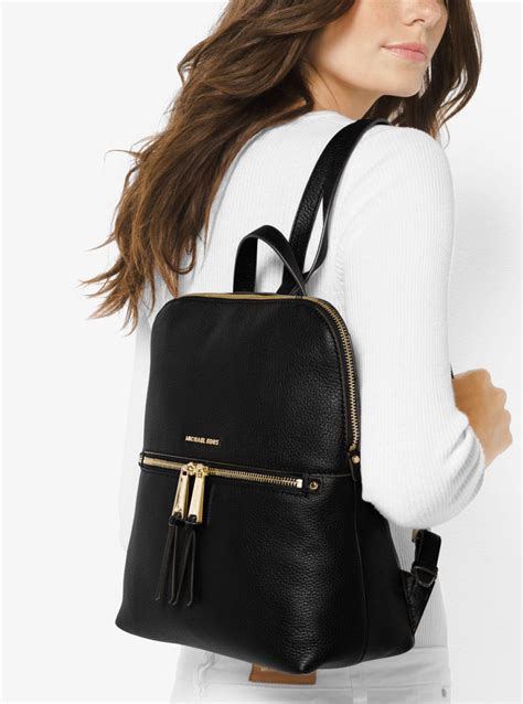 michael kors women's medium rhea signature leather backpack|Michael Kors signature backpack.